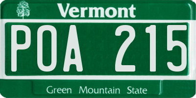 VT license plate POA215