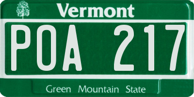 VT license plate POA217