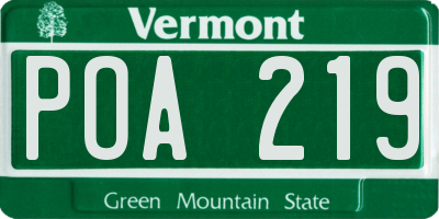VT license plate POA219