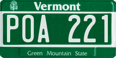 VT license plate POA221
