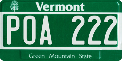 VT license plate POA222