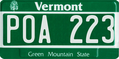 VT license plate POA223