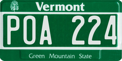 VT license plate POA224