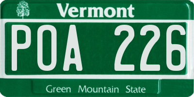 VT license plate POA226