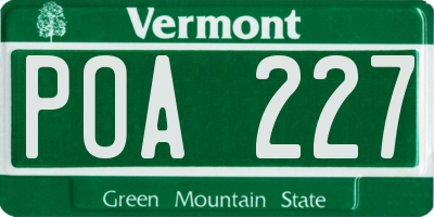 VT license plate POA227