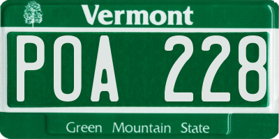 VT license plate POA228