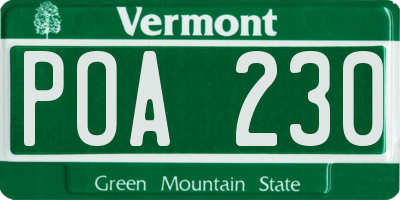 VT license plate POA230