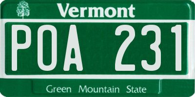 VT license plate POA231