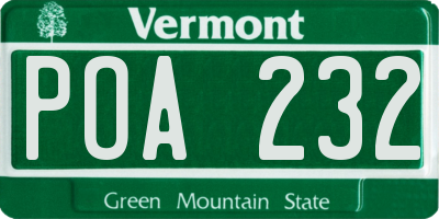 VT license plate POA232