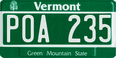 VT license plate POA235