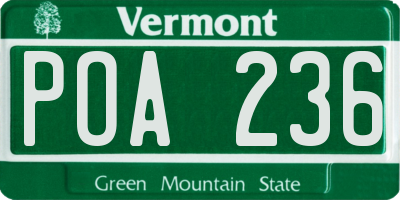 VT license plate POA236