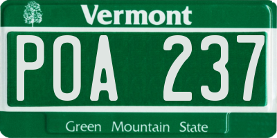 VT license plate POA237