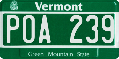 VT license plate POA239