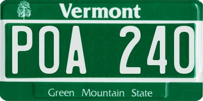 VT license plate POA240