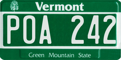 VT license plate POA242