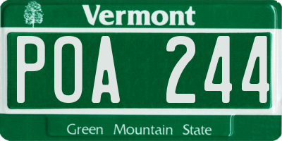 VT license plate POA244