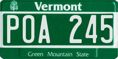 VT license plate POA245