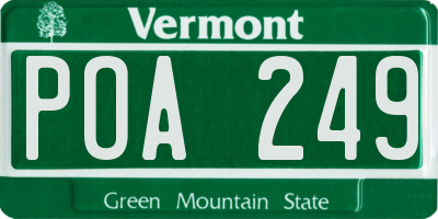VT license plate POA249
