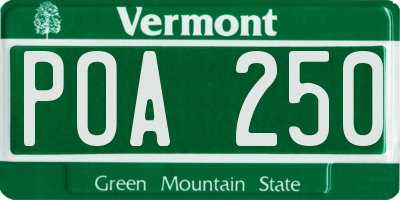 VT license plate POA250