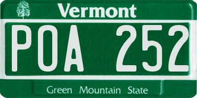 VT license plate POA252