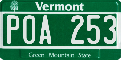VT license plate POA253