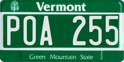 VT license plate POA255