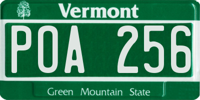 VT license plate POA256