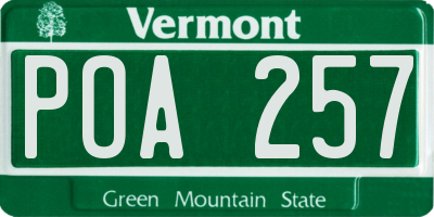 VT license plate POA257
