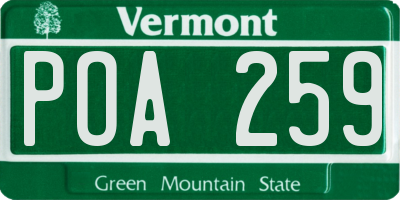 VT license plate POA259