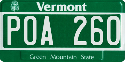 VT license plate POA260