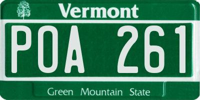 VT license plate POA261