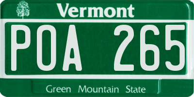 VT license plate POA265