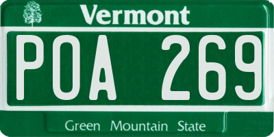 VT license plate POA269