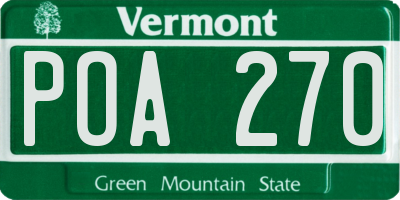 VT license plate POA270