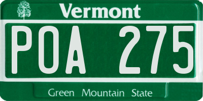 VT license plate POA275