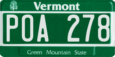 VT license plate POA278