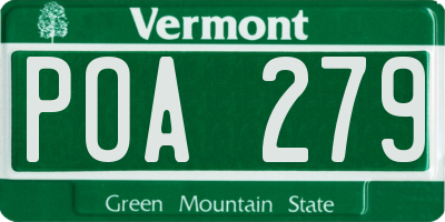 VT license plate POA279
