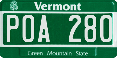 VT license plate POA280