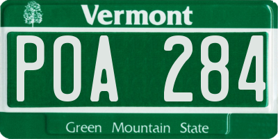 VT license plate POA284