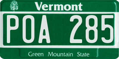 VT license plate POA285