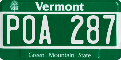 VT license plate POA287