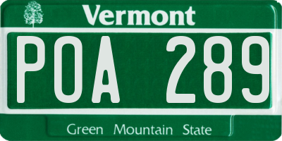 VT license plate POA289