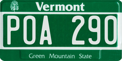 VT license plate POA290