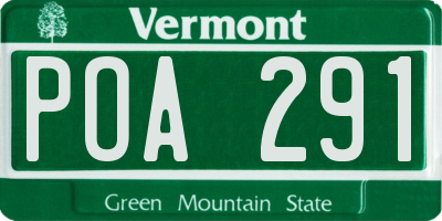 VT license plate POA291