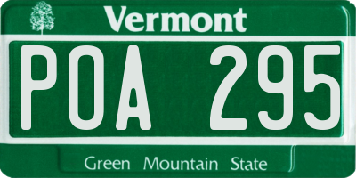 VT license plate POA295