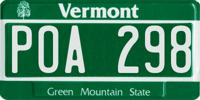 VT license plate POA298
