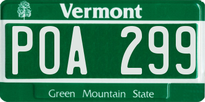 VT license plate POA299