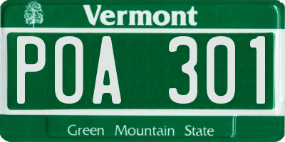 VT license plate POA301