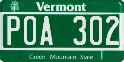 VT license plate POA302