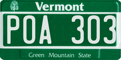 VT license plate POA303